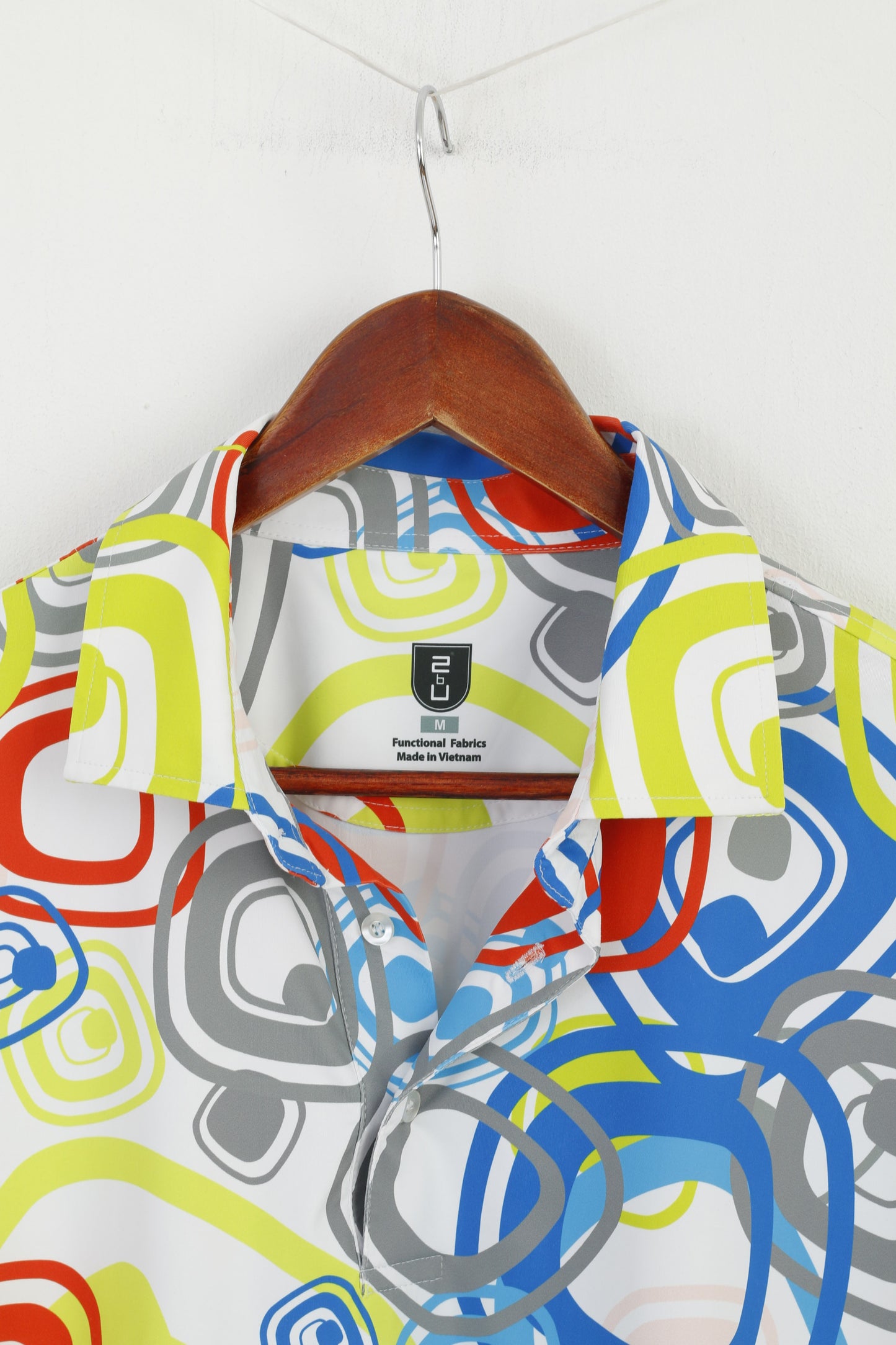 2bU Men M Shirt Multicolour Functional Fabric Sportswear Buttoned Neck Top
