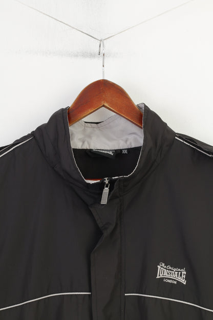 Lonsdale Men XXL Jacket Lightweigt Black Outwear Vintage Full Zipper Top