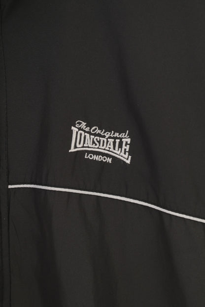Lonsdale Men XXL Jacket Lightweigt Black Outwear Vintage Full Zipper Top