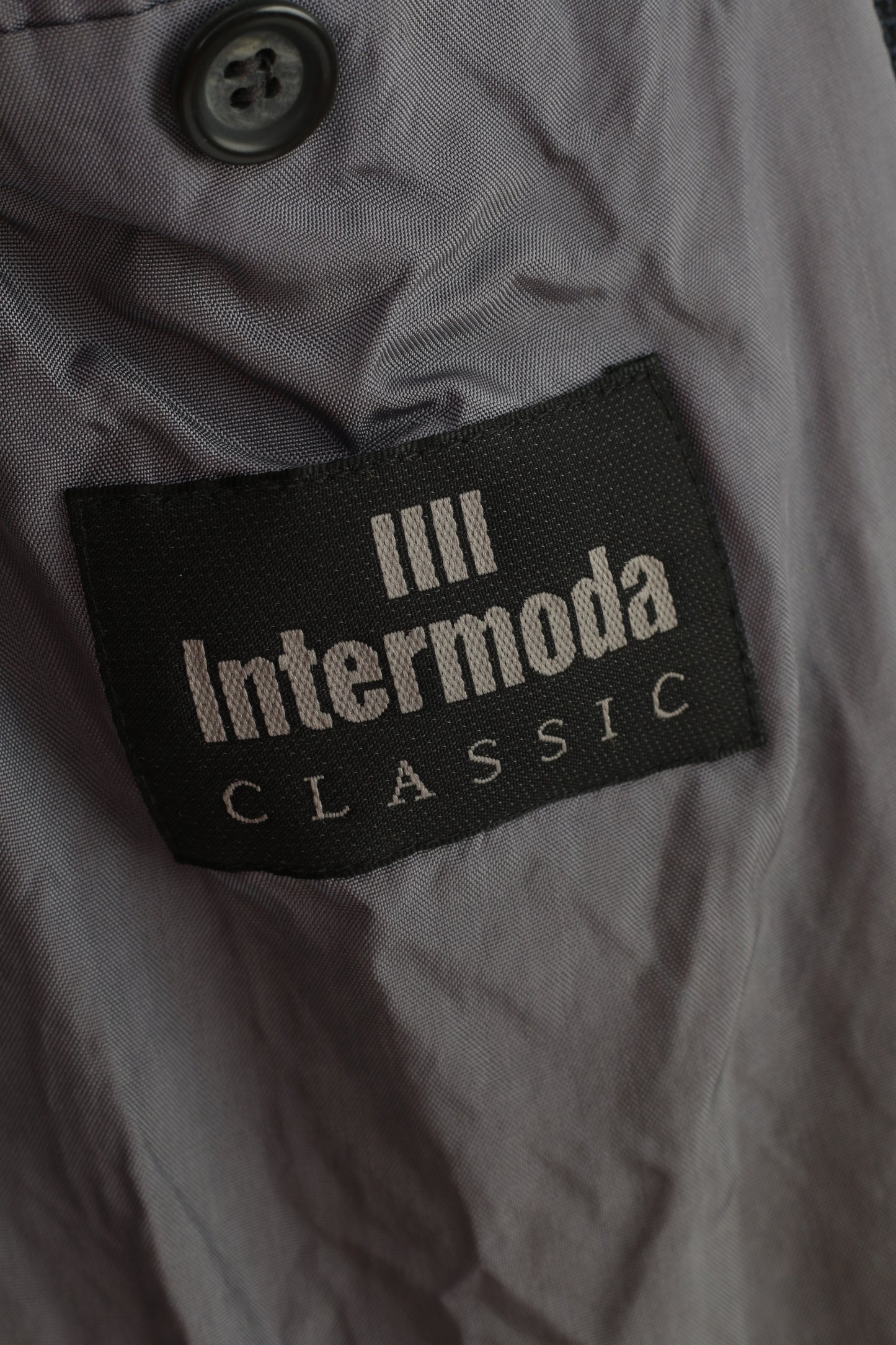 Intermoda Men 54 Blazer Navy Checkered Single Breasted Collar Vintage Classic System Mix Top