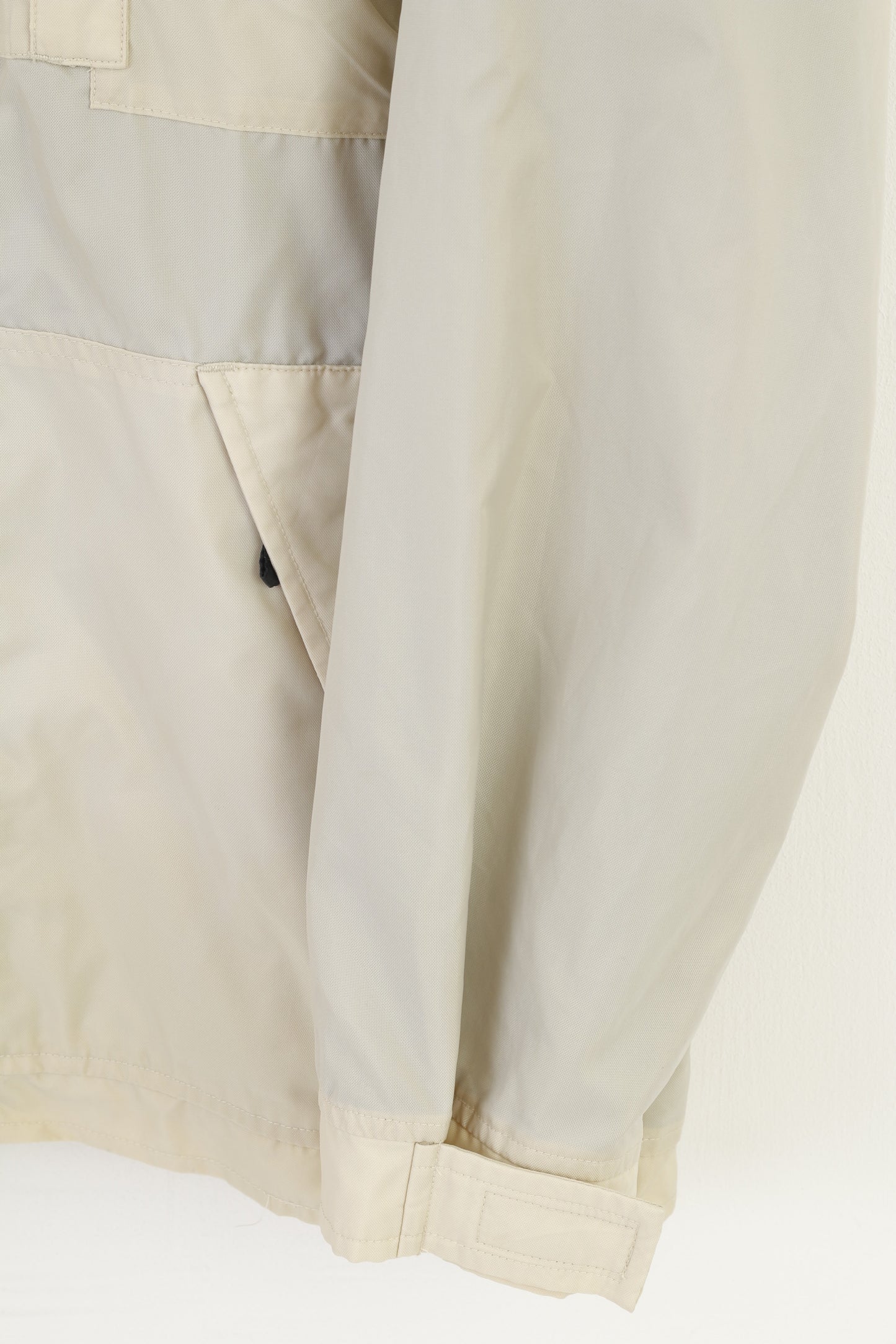 Champion Men L Jacket Beige Full Zipper  Nylon Vintage Pockets Outwear  Top