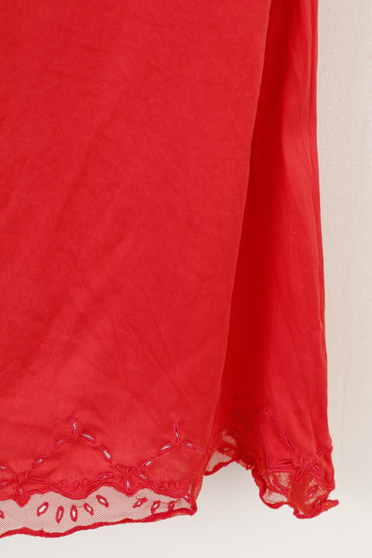 Toy G. Women M Sleep Dress Red Silk Flower Print Sleevelees Sleepwear