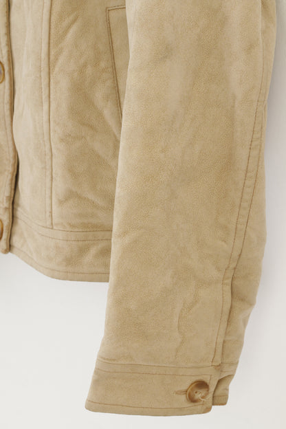 Ploumanac'h Women 8 S Jacket Retro Cotton Beige Bottoms Collar Vintage Padded  Top