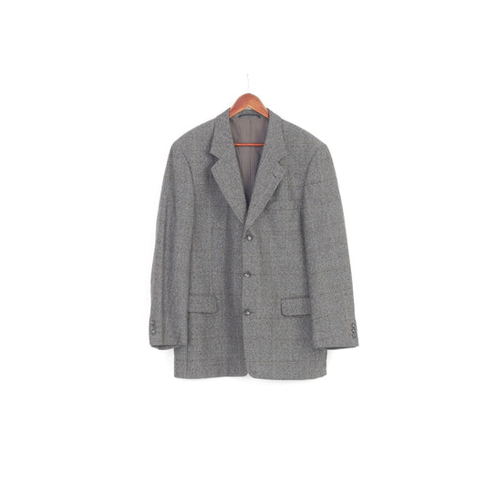 Desch Men 52  Blazer Wool Grey Breasted Jacket Buttons Pockets Top 