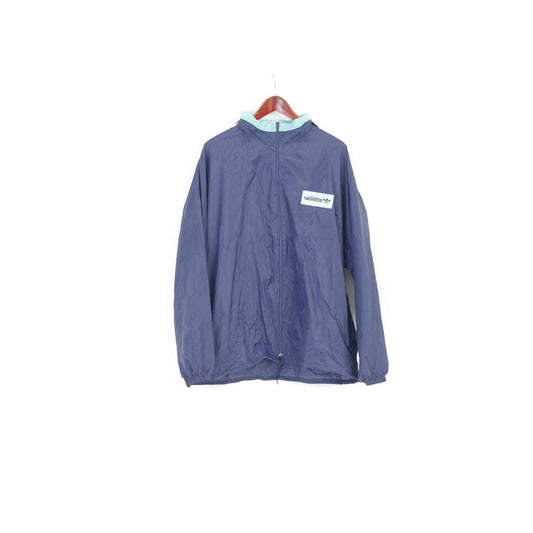 Adidas Woman 42/44  Jacket Navy Blue Waterproof Full Zipper Hood 