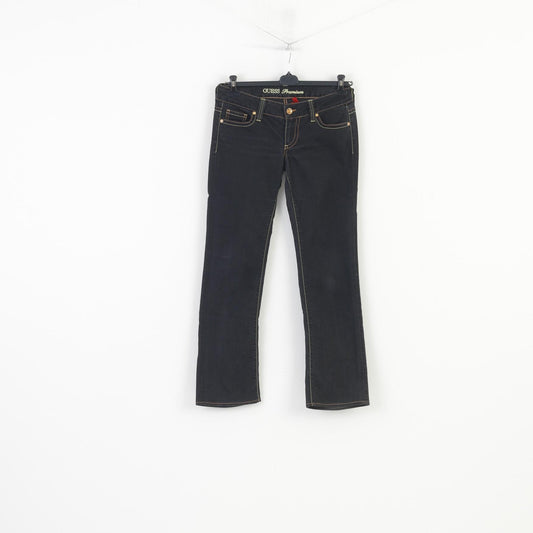 GUESS Premium Women 30 Jeans Trousers Navy Cotton Straight Leg Denim Vintage Pants