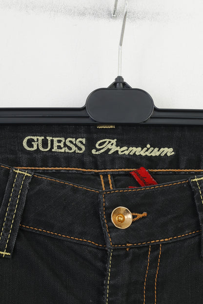 GUESS Premium Women 30 Jeans Trousers Navy Cotton Straight Leg Denim Vintage Pants
