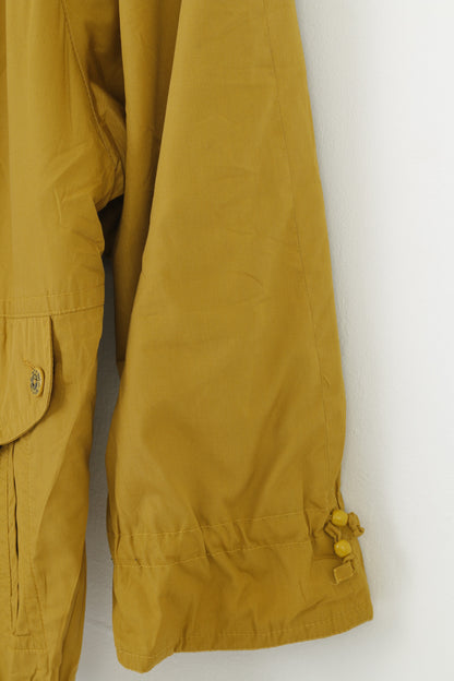 Rose Women 48 XXL Jacket Yellow Cotton Blend Zip Up Shoulder Pads Retro Vintage Outwear Top