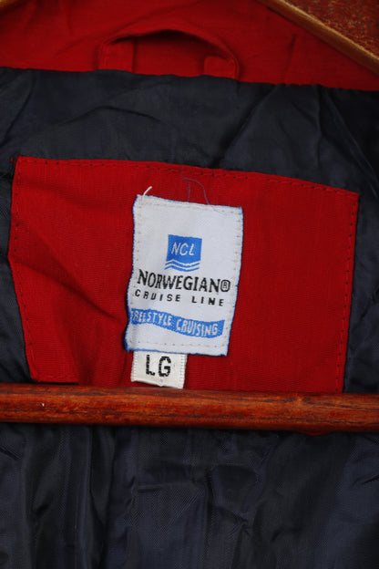 NCL Norwegian  Women L Jacket Navy Lightweight Zip Up Shoulder Pads Cruise Line Top