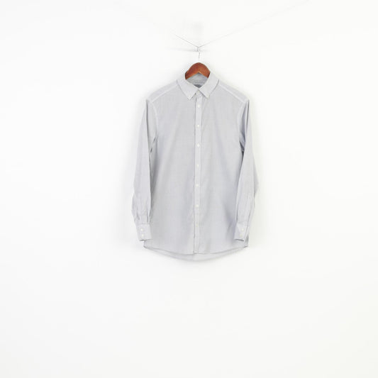 Charles Tyrwhitt Men 15 1/2 39 Casual Shirt Checkered White Long SLeeve Street London Vintage Cotton Top