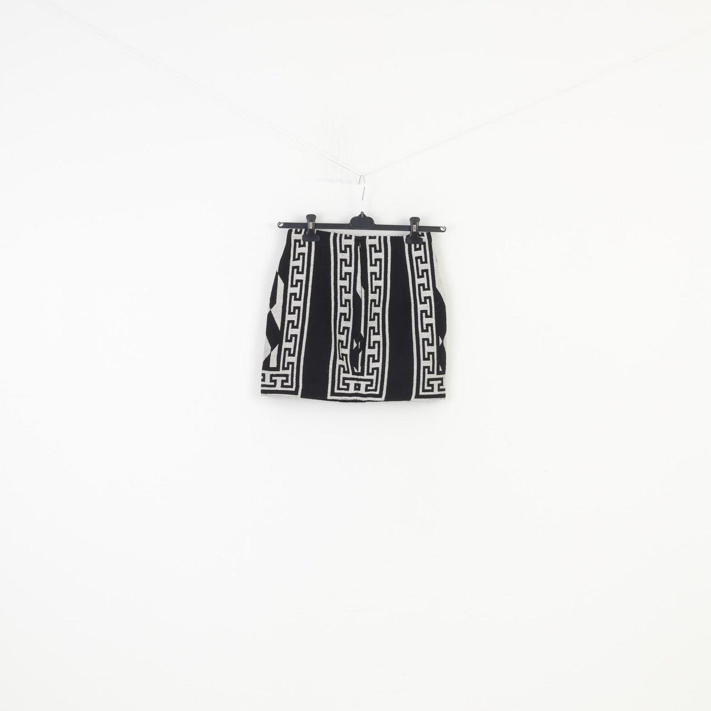 Zara Woman XS Skirt Geometric Black White Short Mini Zipper Top