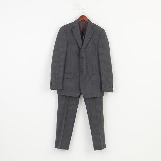 Lanificio  Campore Men 48 Suit Grey Via Piana Wool  Striped Elegant Top