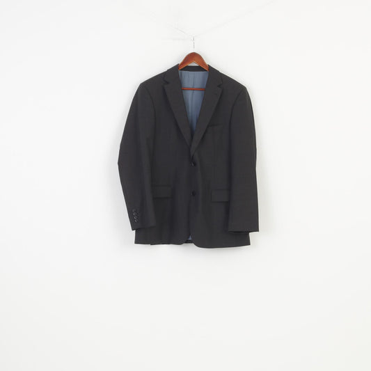 Hugo Boss Men 50 Blazer Charcoal Wool Breasted Jacket Top 