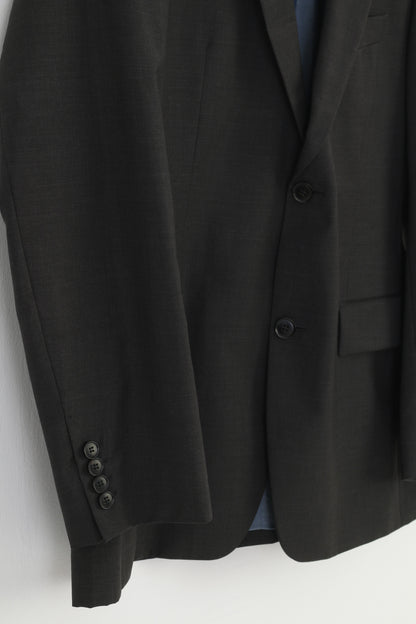 Hugo Boss Men 50 40 Blazer Charcoal Wool Single Breasted Vintage Jacket