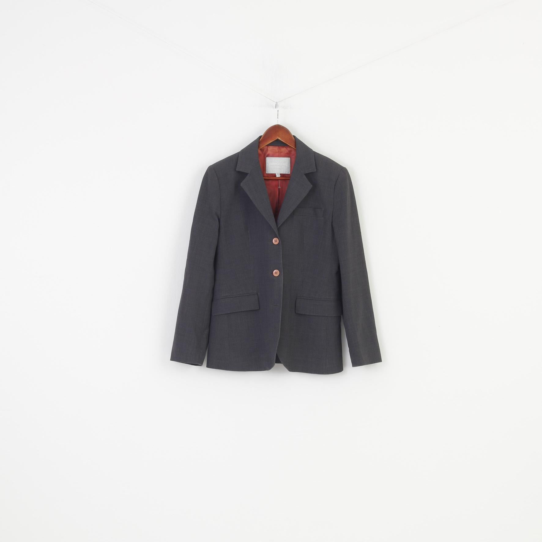 Patrick Cox Woman 40 10 Jacket Grey Long Sleeve Breasted Jacket 