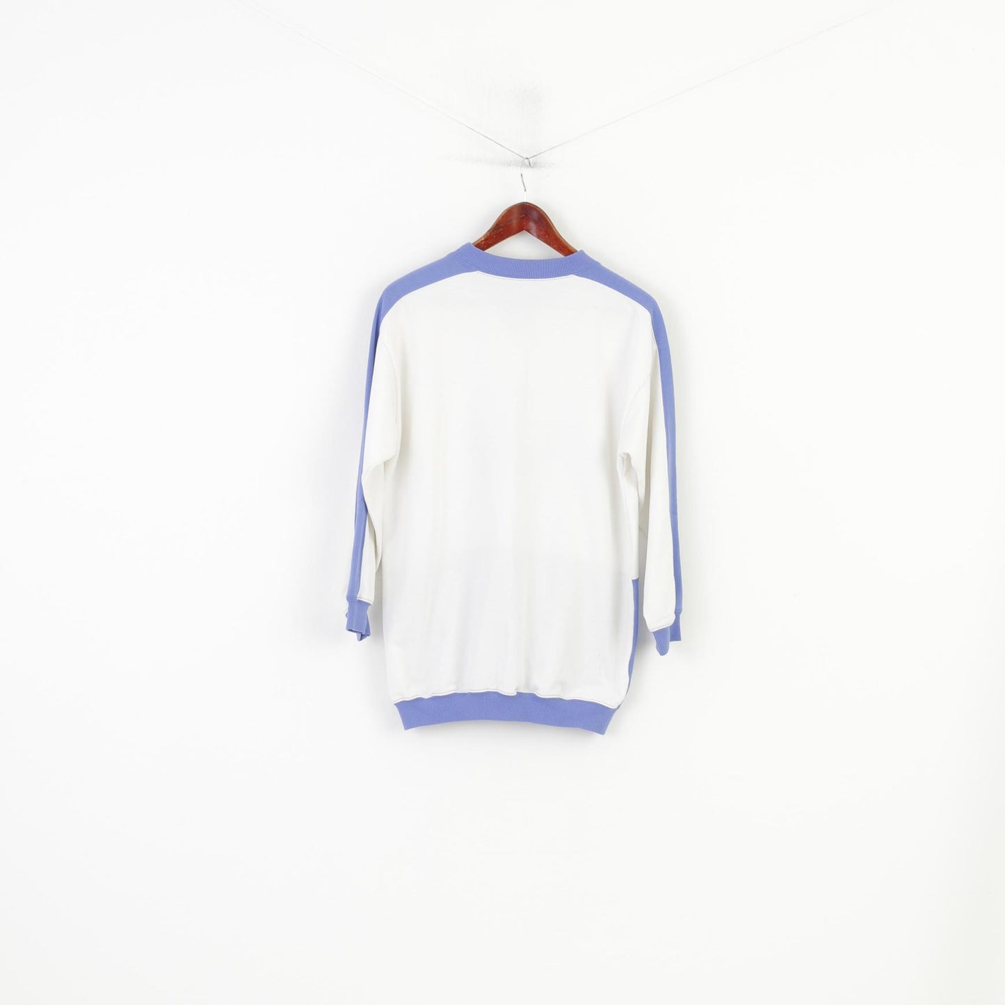 St Michael Women 10 M Sweatshirt White Jumper Sportswear Anchor Print Vintage Top