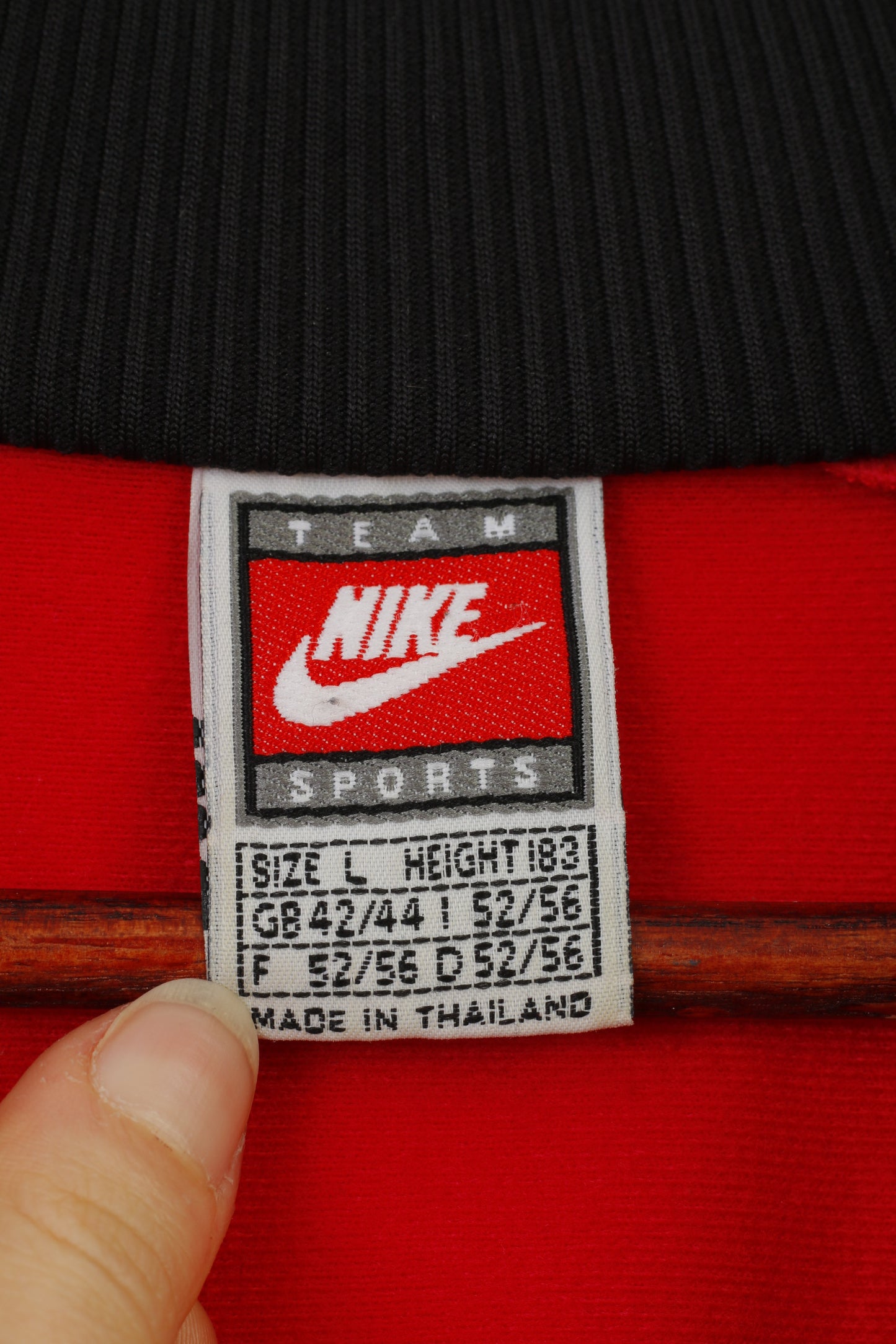 Nike Men L 44 Sweatashirt Sport Training Red Full Zipper Vintage