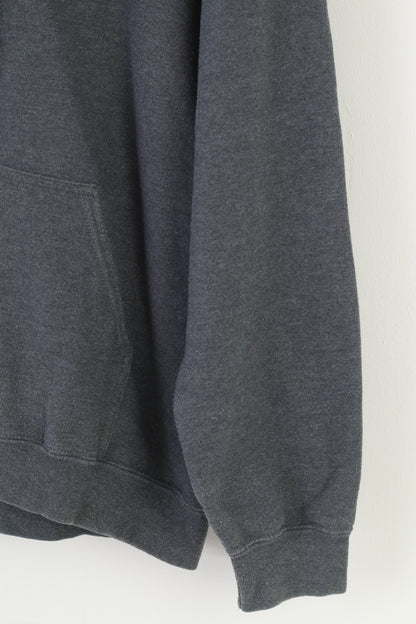 Gildan Heavy Cotton Men M Sweatshirt Hooded Jumper Grey Full Zipper Sportswear Elite Physique Top