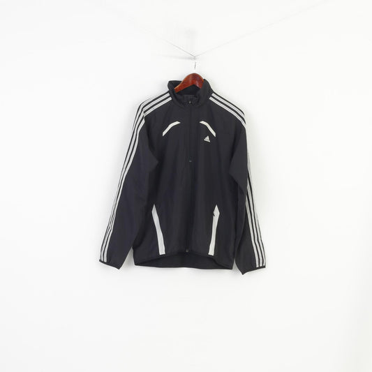 Adidas Boys 178 Jacket Lightweight Black Full Zipper Sportswear Clima Cool Vintage Top