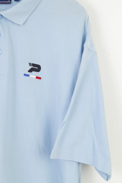 Patrick Men XXL Polo Shirt Blue Cotton Short Sleeve Sport Vintage Top