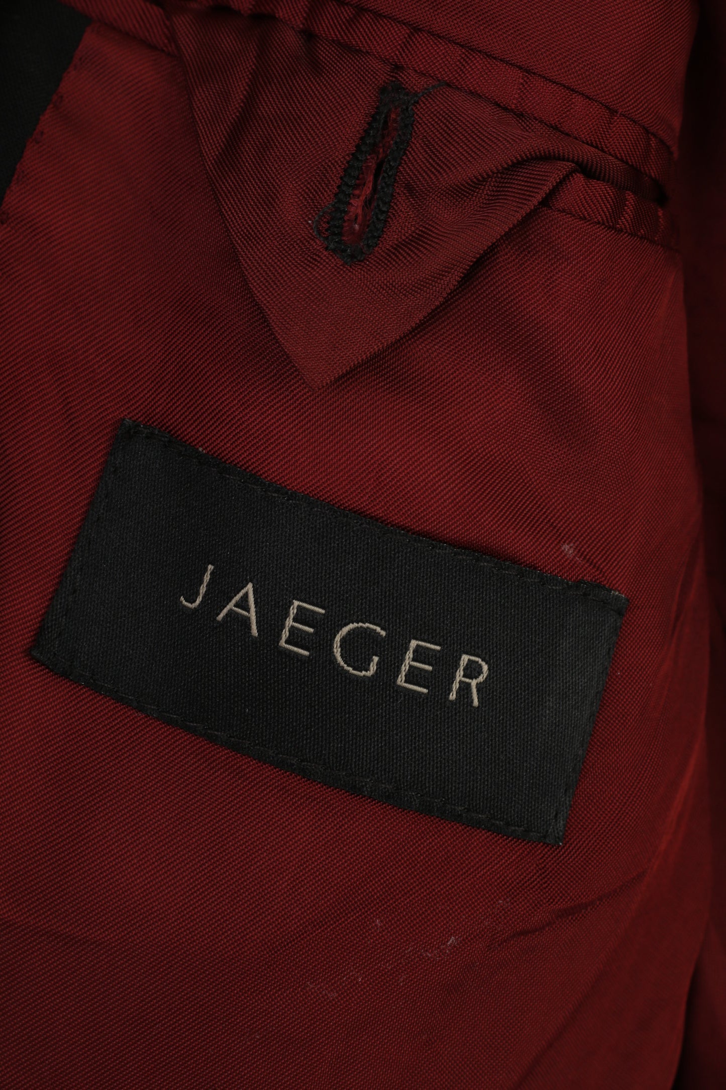 Jaeger Men 44 54 Blazer Black Wool Breasted Jacket Buttons Long Sleeve Top