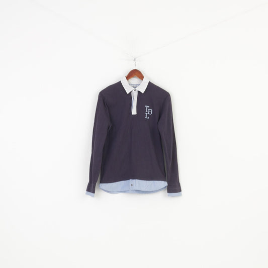 Timberland Boys 16 Age M Polo Shirt Navy Blue Long Sleeve Cotton Collar Elegant Top 