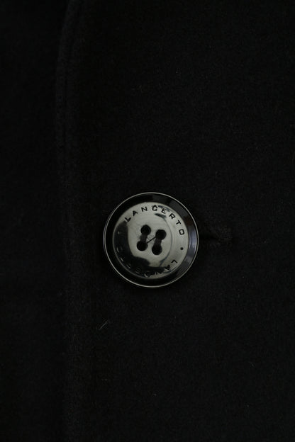 Lancerto Men 58 Blazer Wool Black Breasted Buttons Long Sleeve Elegant Top