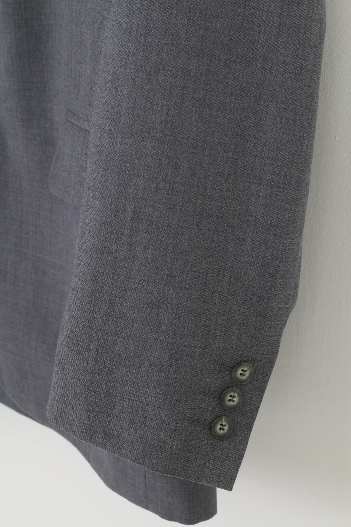 Coxmoore Men 42 Blazer Grey Wool Breasted Bottoms Long Sleeve Elegant Vintage Top