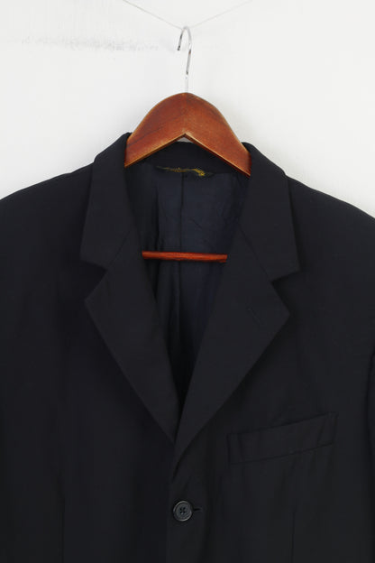 Vivaldi Men 52 Blazer Navy Blue Collar Breasted Wool Super 110'S Lanificio Mario Zegna Spa Buttons Elegant Vintage Top