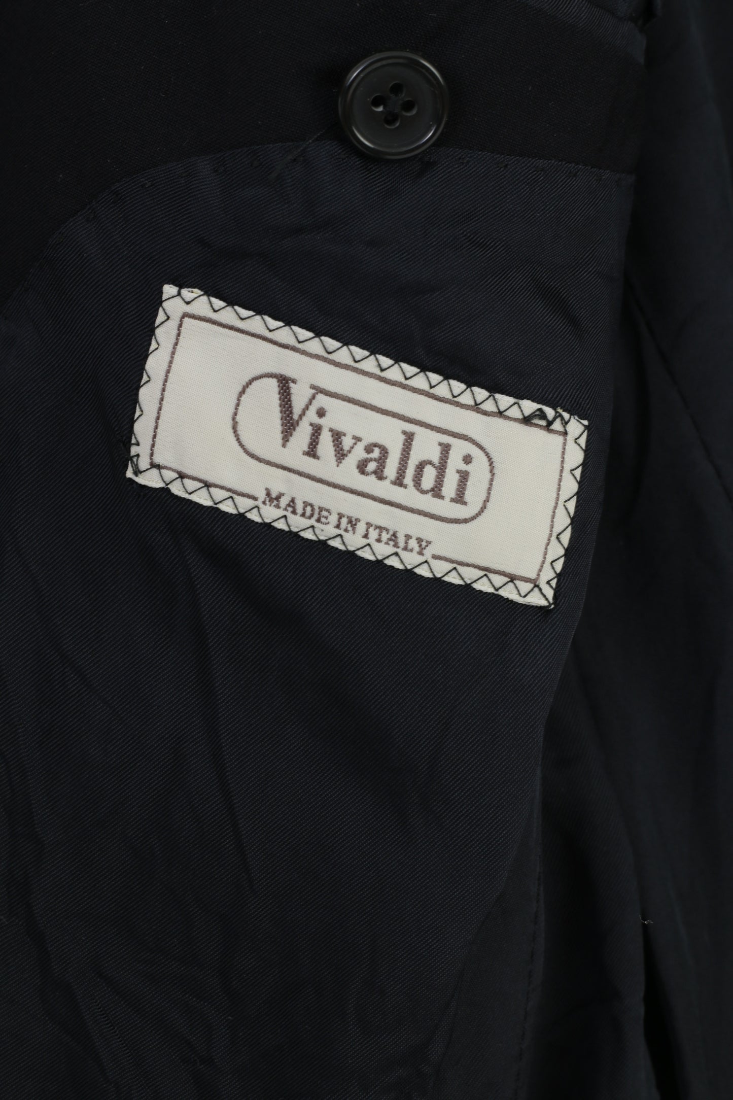Vivaldi Men 52 Blazer Navy Blue Collar Breasted Wool Super 110'S Lanificio Mario Zegna Spa Buttons Elegant Vintage Top