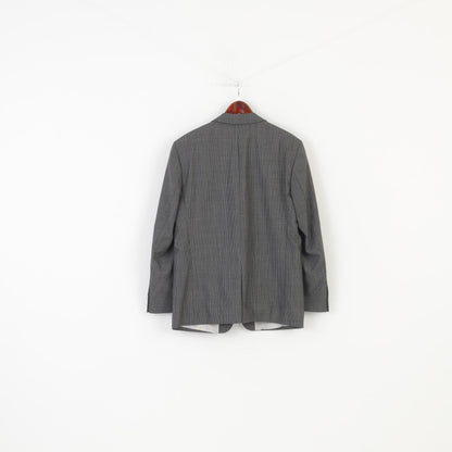 Crespolino Men 40 Blazer Gray Vintage Wool Loro Piana Super 110'S Striped Single Breasted Jacket