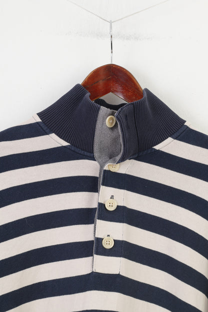 Gant Men XL (L) Jumper Navy Striped Cotton Vintage Bottoms Collar Marine Top