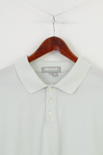 Lyle&Scott Men XL Polo Shirt Light Blue Cotton Collar EST 1874 Scotland Short Sleeve Top