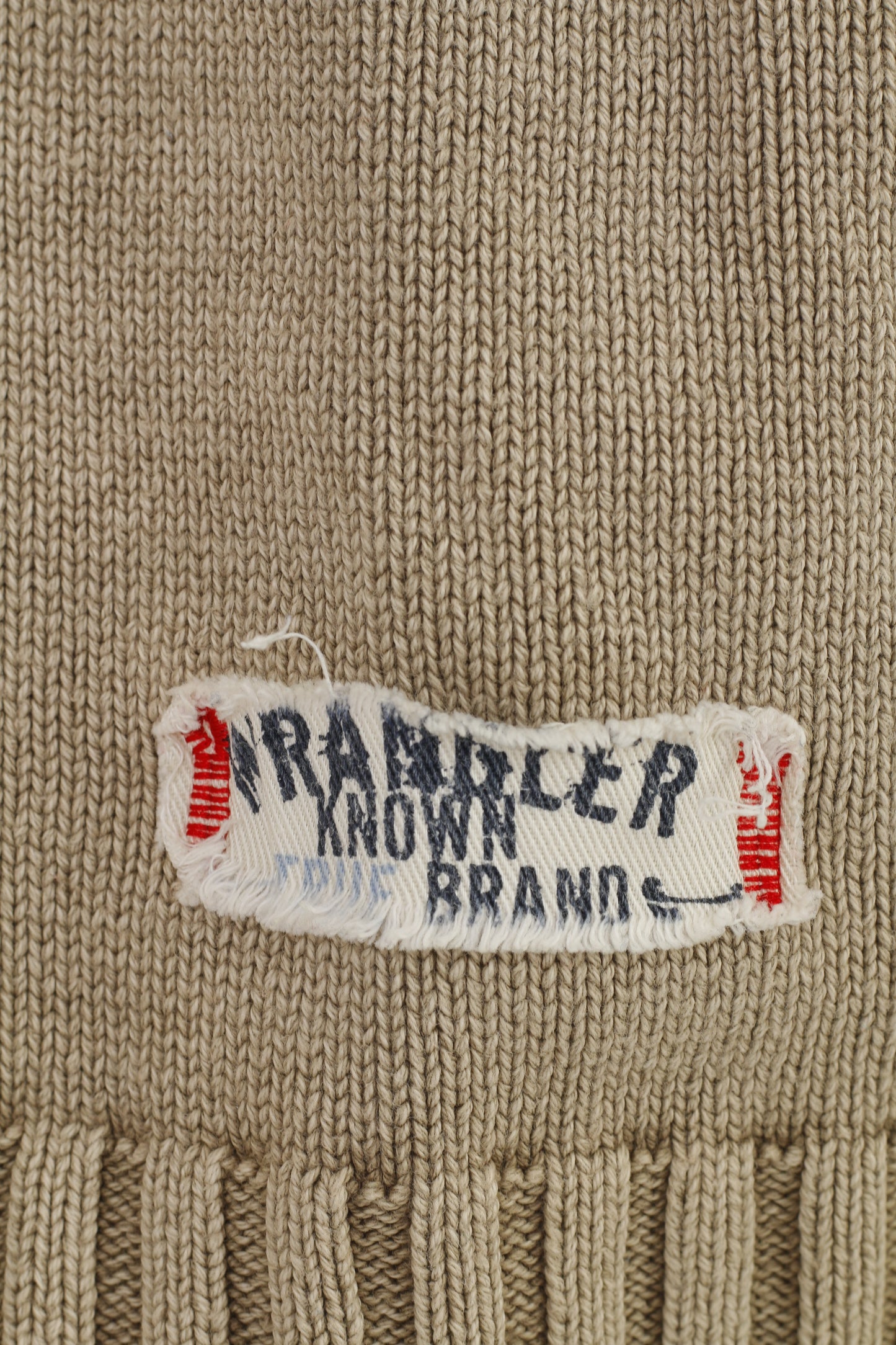 Wrangler Men M Jumper Brown Cotton Zip Neck Vintage Classic Sweater
