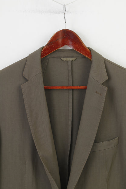 Hugo Boss Men 42 52 Blazer  Khaki Wool Super 110 Breasted Jacket Top