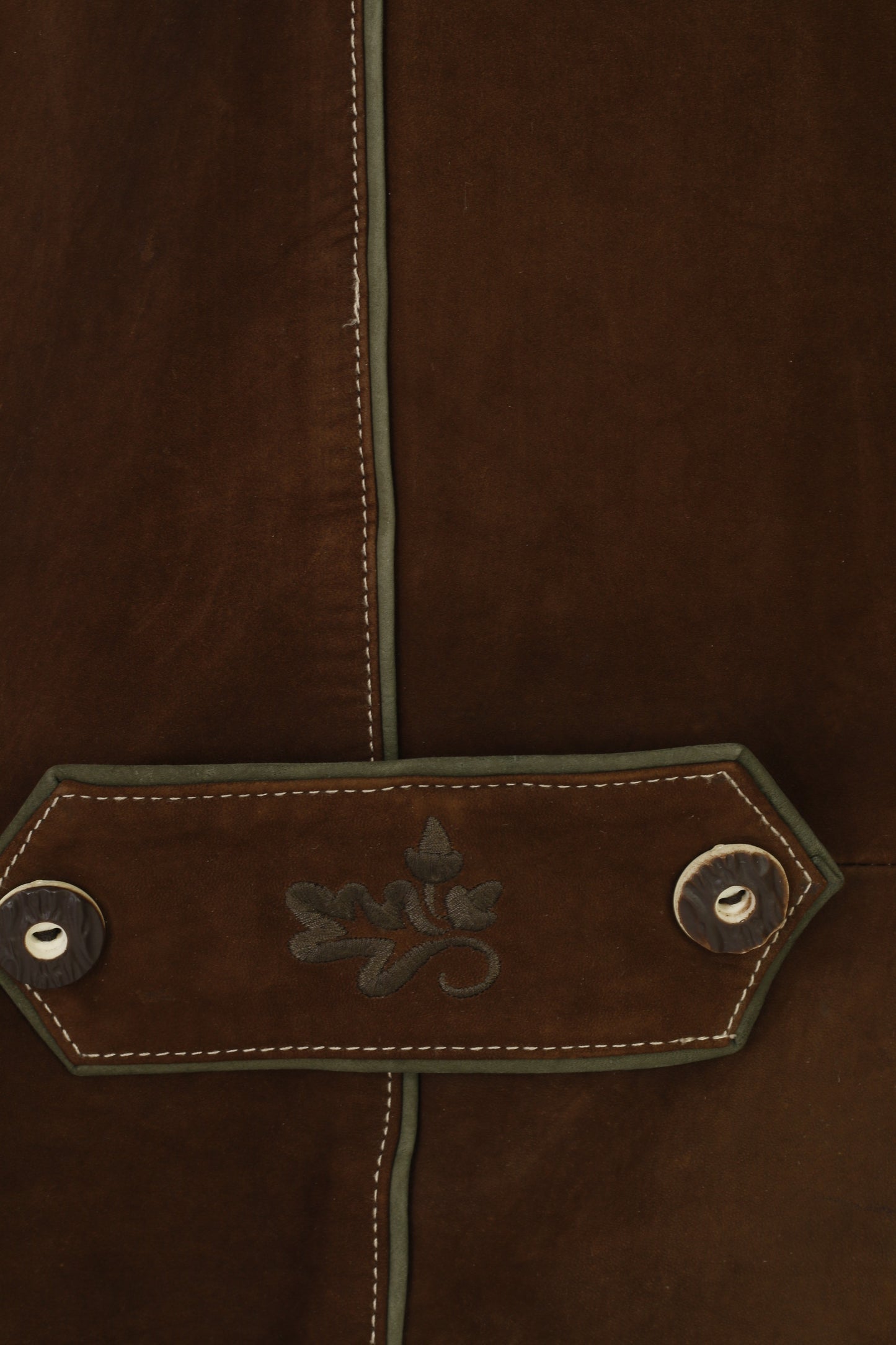 C&A Men 52 L Leather Vest Brown Vintage Bottoms Embroidery Country Pockets Western Waistcoat