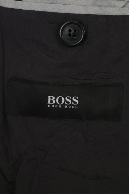 Hugo Boss Men 48 38 Blazer Charcoal Cotton Collar Single Breasted Striped Jacket Top