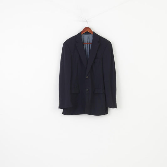 Hugo Boss Men 50 Blazer Navy Wool Elegant Collar Jacket 
