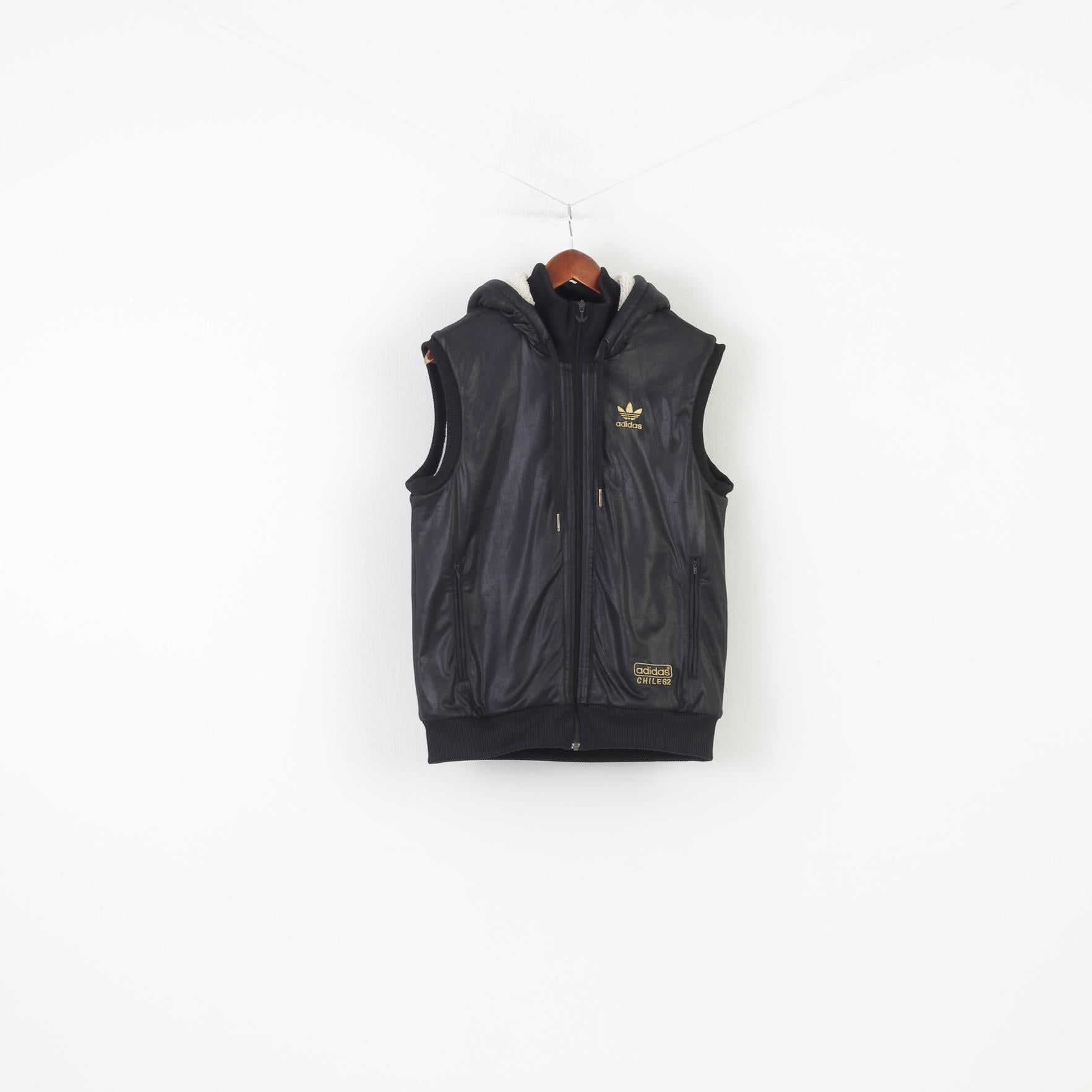 Adidas Men S Vest Black Shine Hood Padded Full Zipper Vintage Polyeste –  Retrospect Clothes