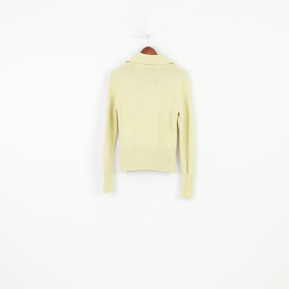 Gant Woman M Jumper Green Full Zipper Collar Cotton Sweater Stretch Top