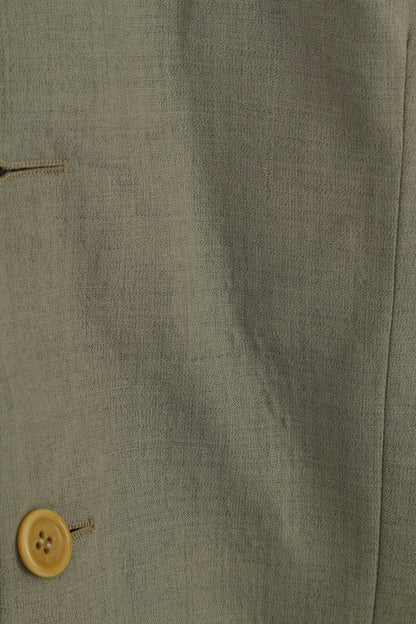 Hugo Boss Men 52 Blazer Green Wool Collar Elegant Shoulder Pads Jacket