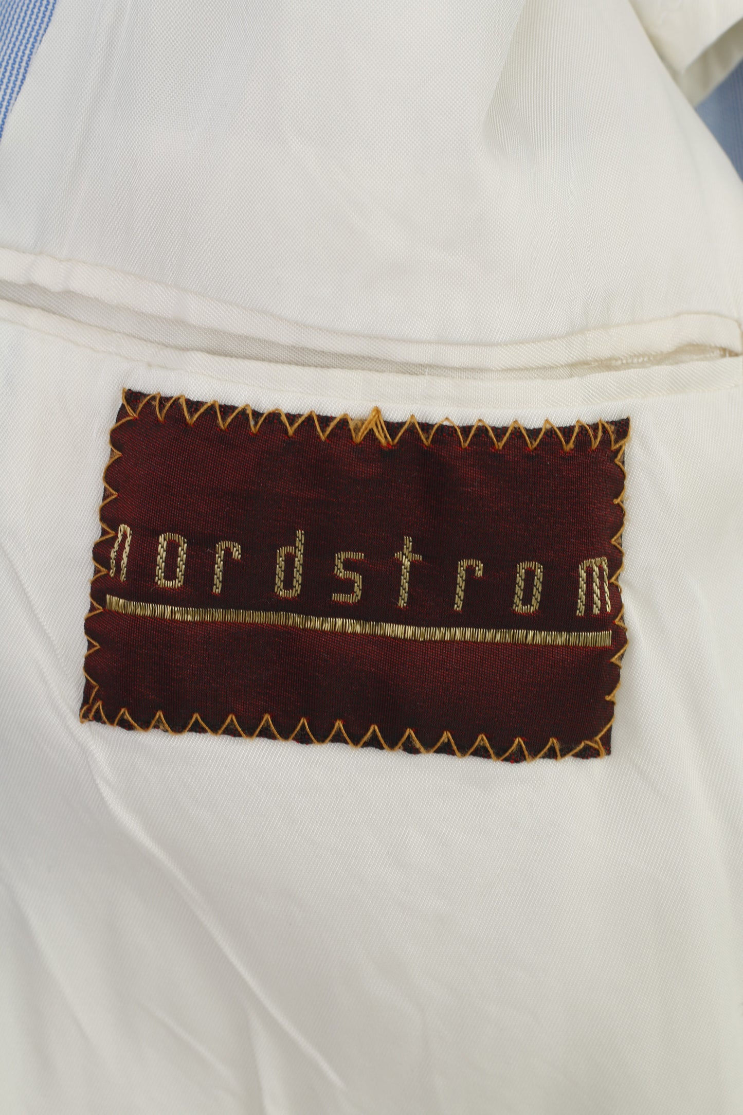 Nordstrom Men 50 Blazer Blue Striped Bottom Collar Elegant Shoulder Pads Jacket