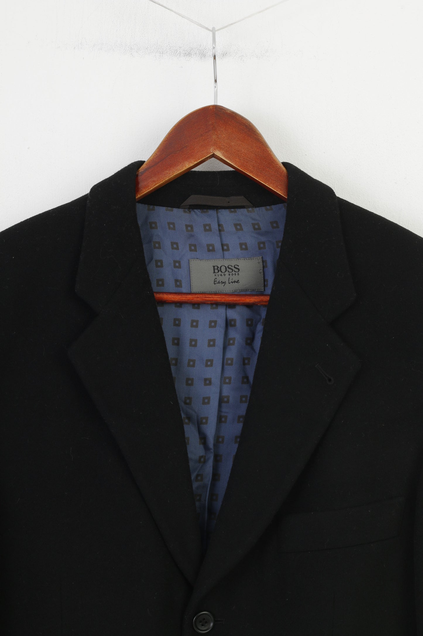 Hugo Boss Men 46 Blazer Black Guattro Cashmere Wool London Vintage Jacket
