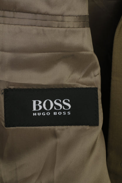 Hugo Boss Men 54 44 Blazer Green Cupro Cotton Single Breasted Classic Vintage Jacket