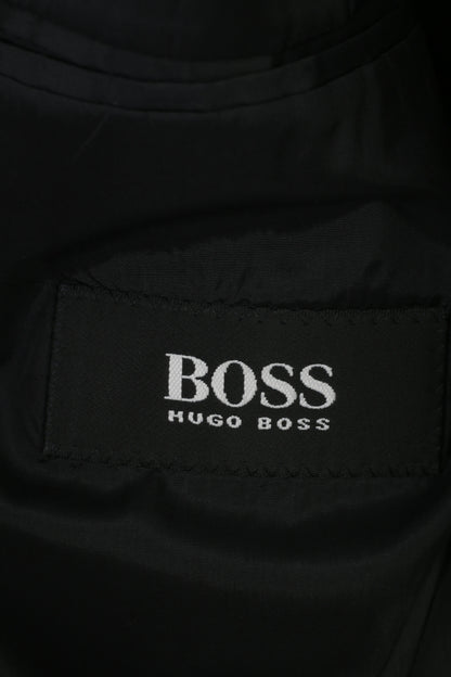 Hugo Boss Men 46 Blazer Black Breasted Bottoms Elegant Wool Jacket