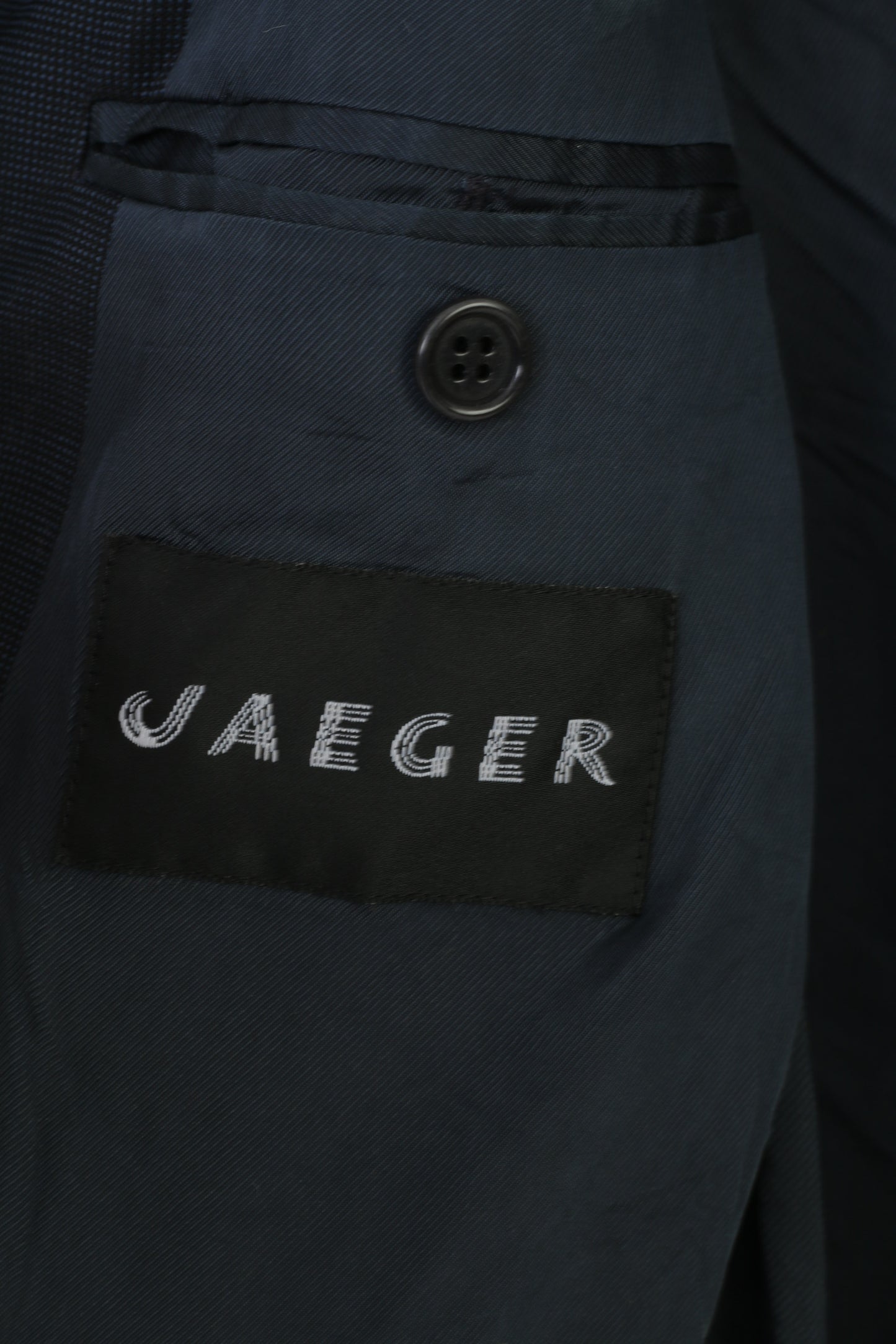 Jaeger Men 50 40 Blazer Navy Elegant Classic Breasted Bottoms Wool Vintage Jacket