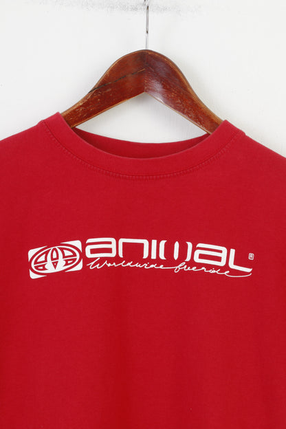 Animal Boys 13-14 Age T-Shirt Burgundy Cotton Short Sleeve Sport Top