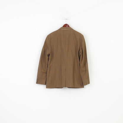United Colors Of Benetton Men 44 54 Blazer Brown Cotton Elegant Single Breasted Bottoms Jacket