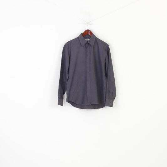 Calvin Klein Men 39 M Casual Shirt Grey Long Sleeve Collar Collection Cotton Top