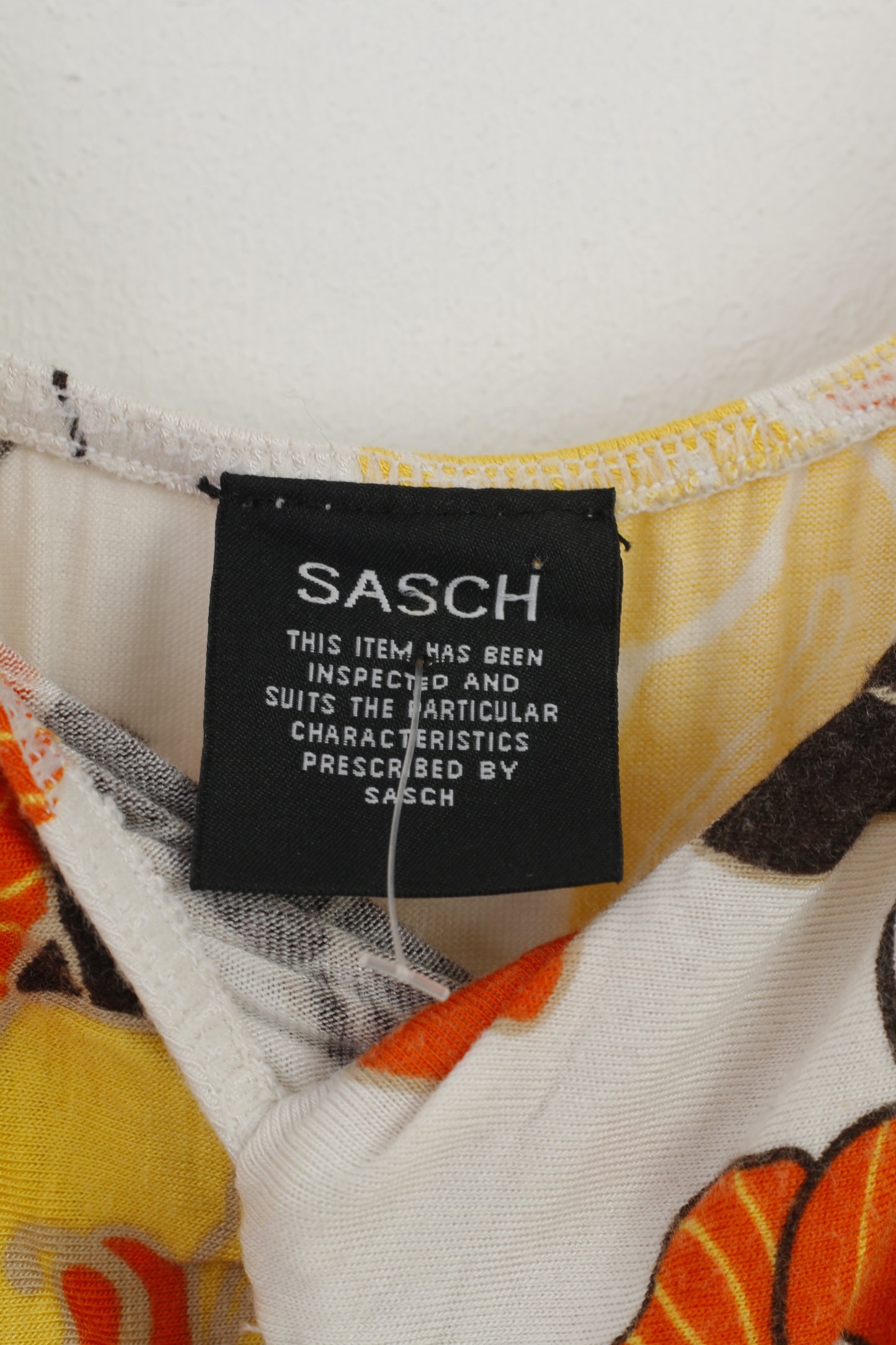 Sasch Women M Dress Flower Print White Beach Summer White V Neck Mini  Stretch Top